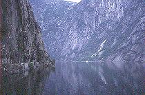 Fjord between steep rocks